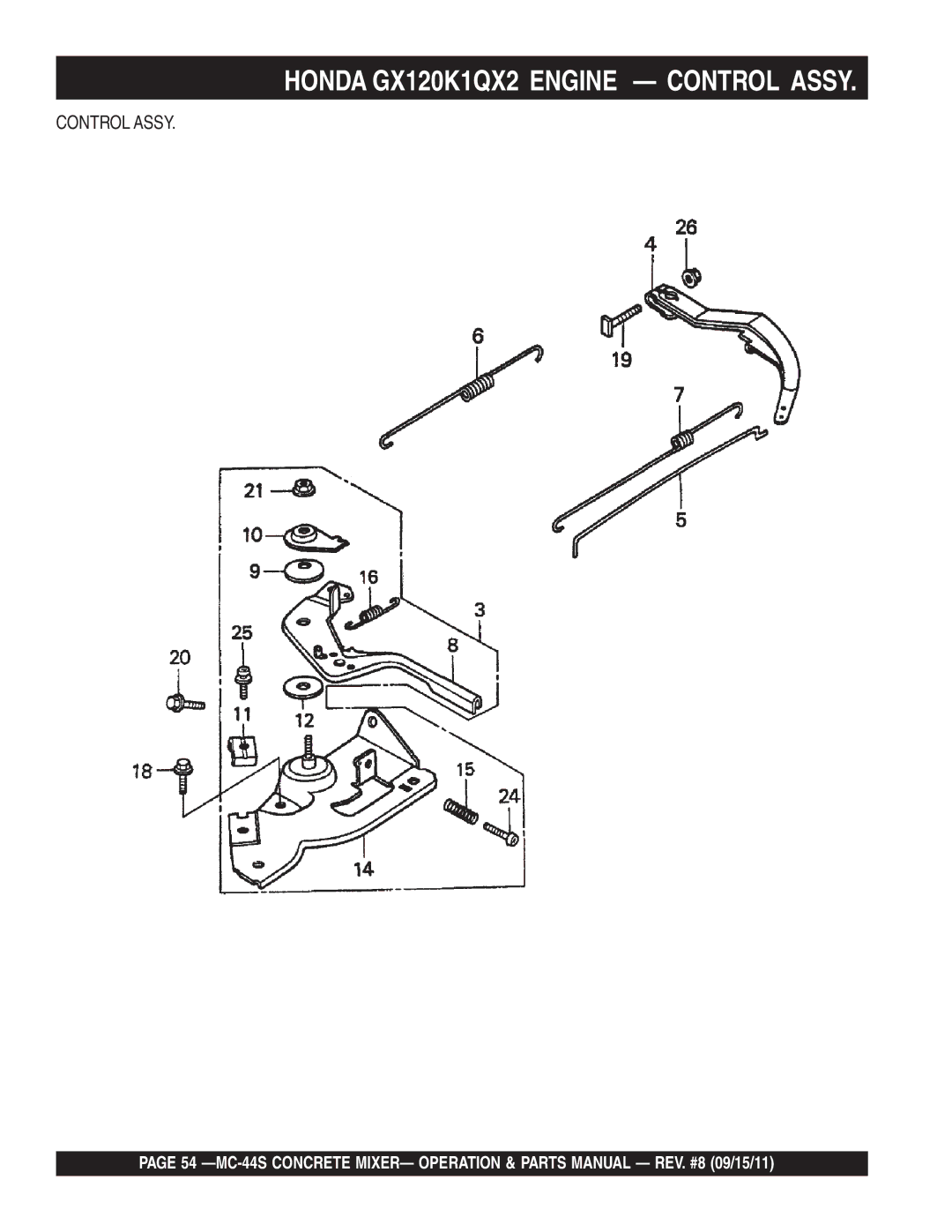 Multiquip MC-44S manual Honda GX120K1QX2 Engine Control Assy 