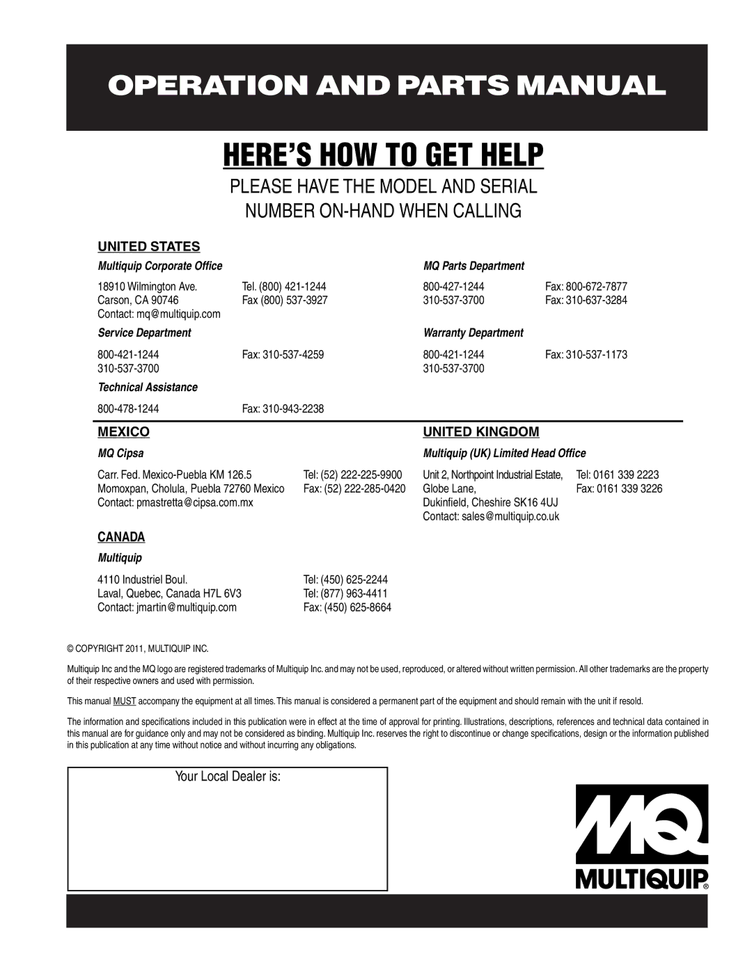 Multiquip MC-44S manual HERE’S HOW to GET Help 