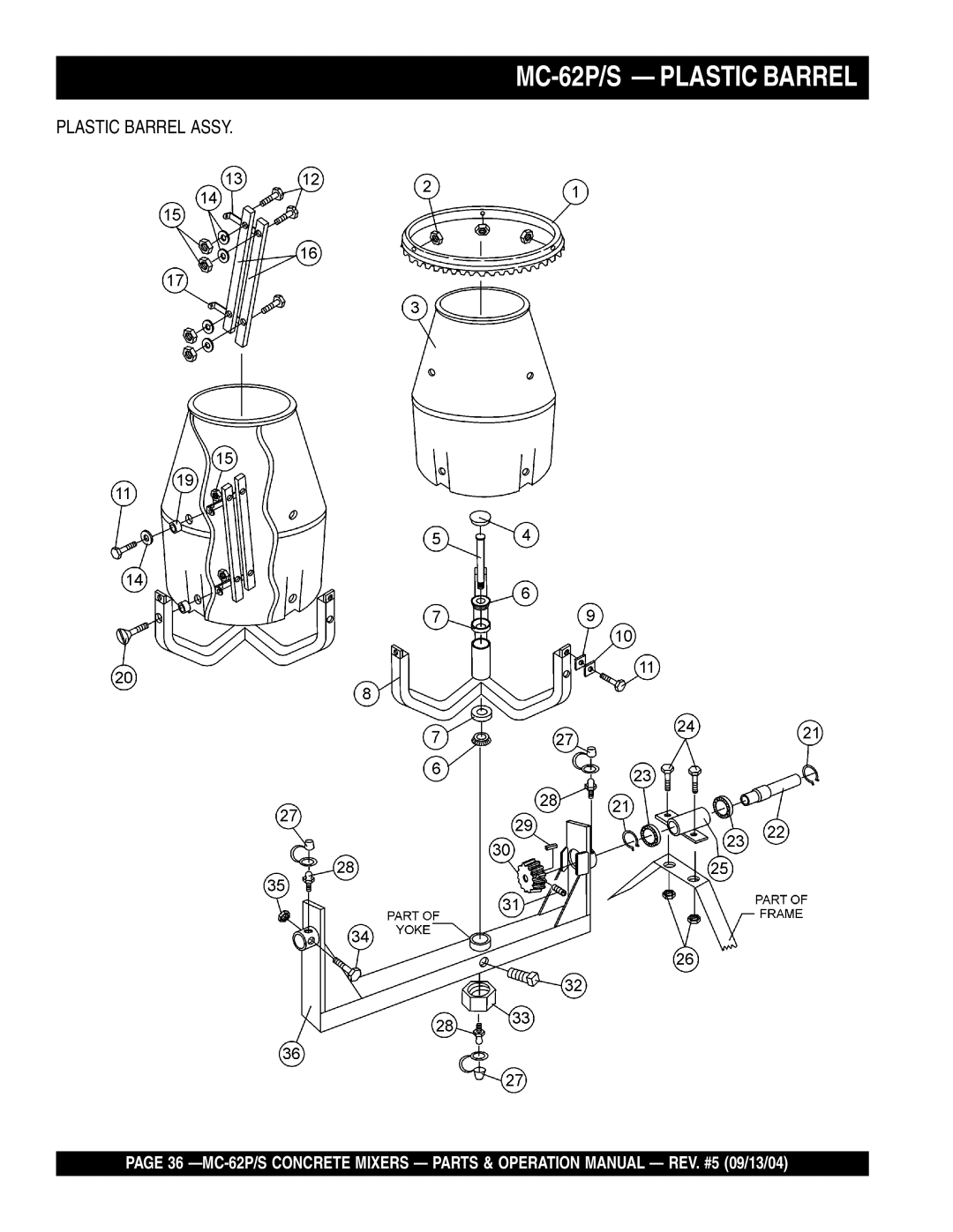 Multiquip MC-62S, MC-62P manual Plastic Barrel Assy 