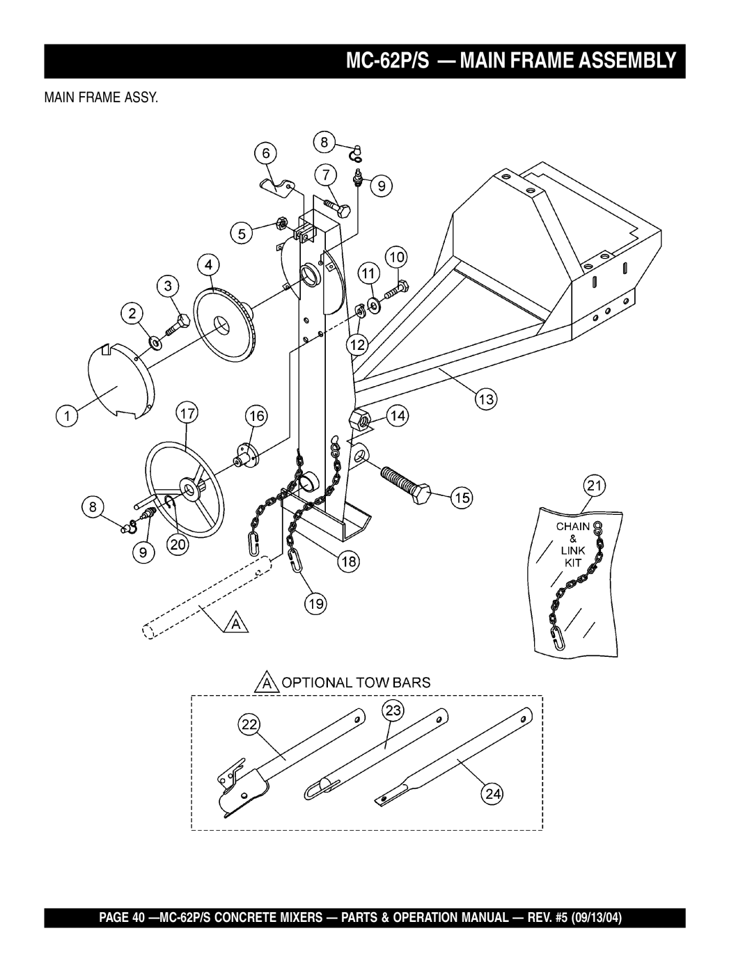 Multiquip MC-62S, MC-62P manual Main Frame Assy 