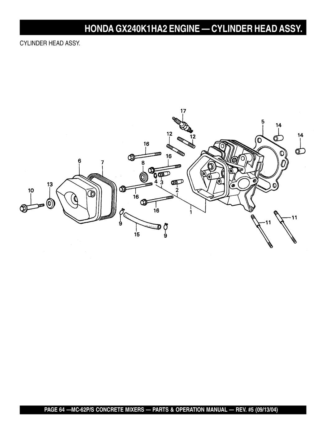 Multiquip MC-62S, MC-62P manual Cylinder Head Assy 