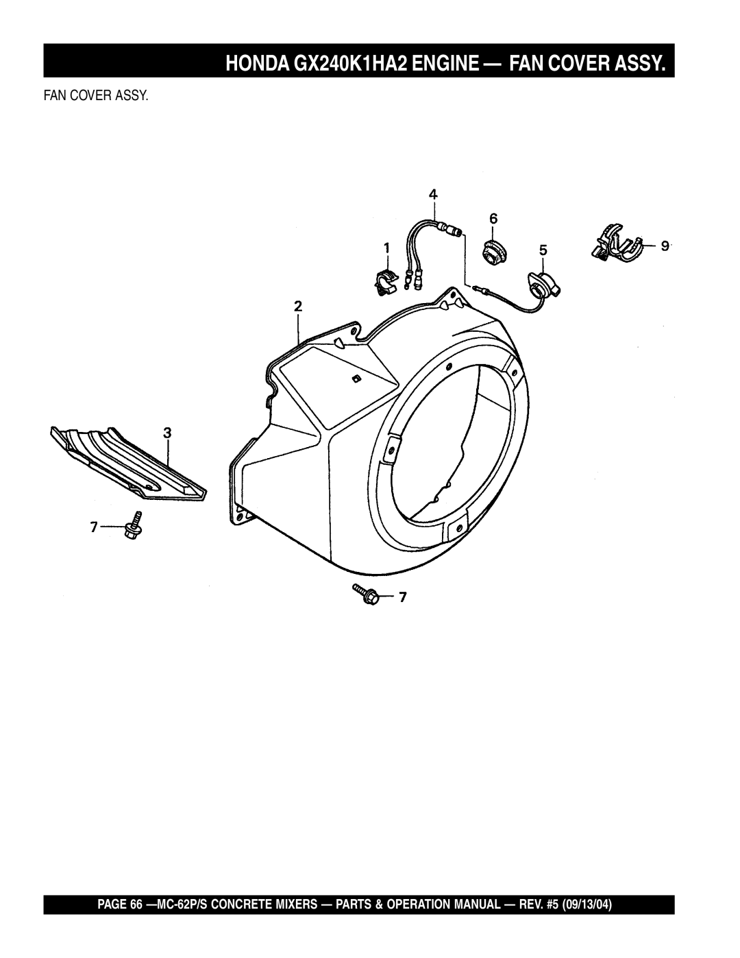 Multiquip MC-62S, MC-62P manual FAN Cover Assy 