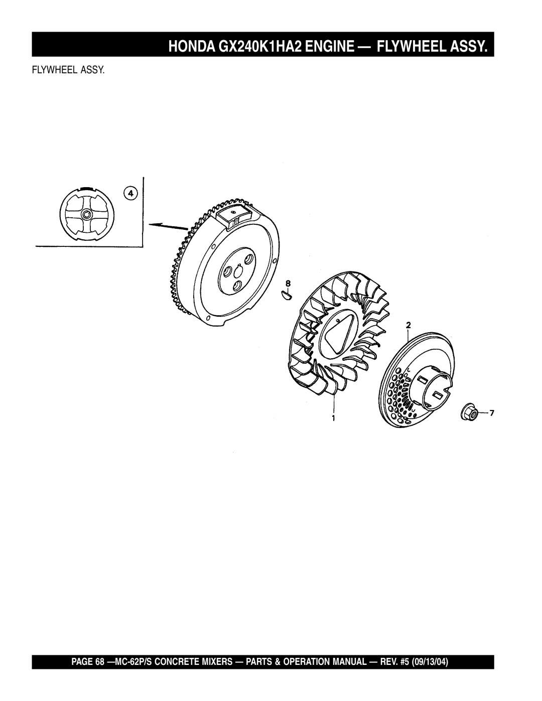 Multiquip MC-62S, MC-62P manual Flywheel Assy 