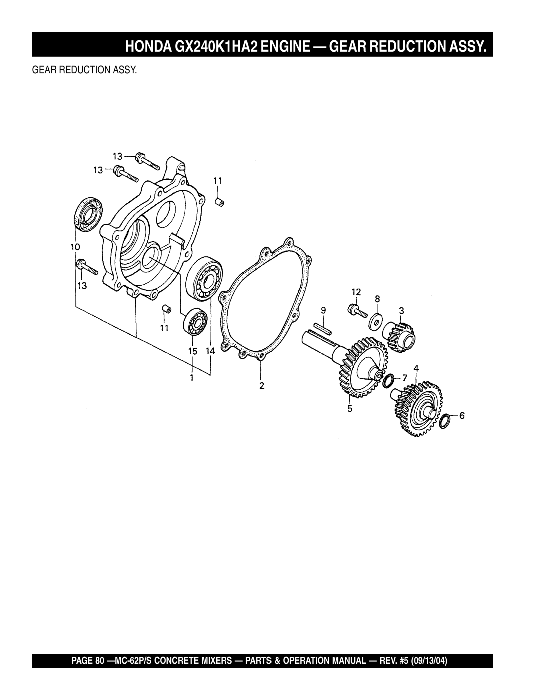 Multiquip MC-62S, MC-62P manual Gear Reduction Assy 