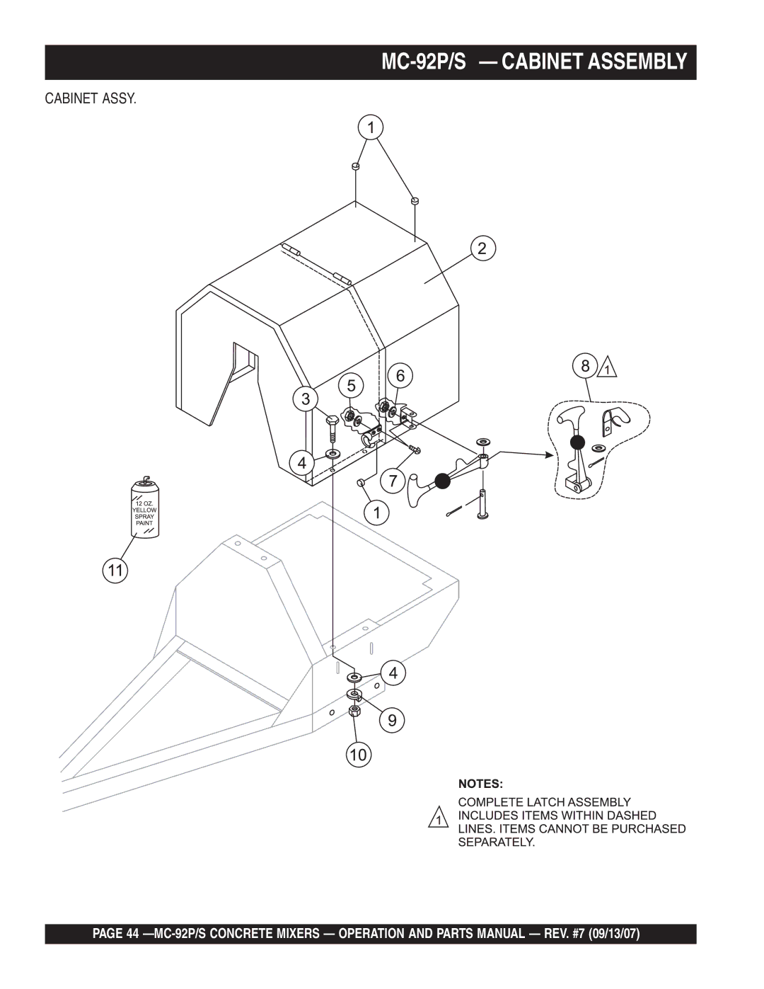 Multiquip MC-92S manual MC-92P/S Cabinet Assembly, Cabinet Assy 