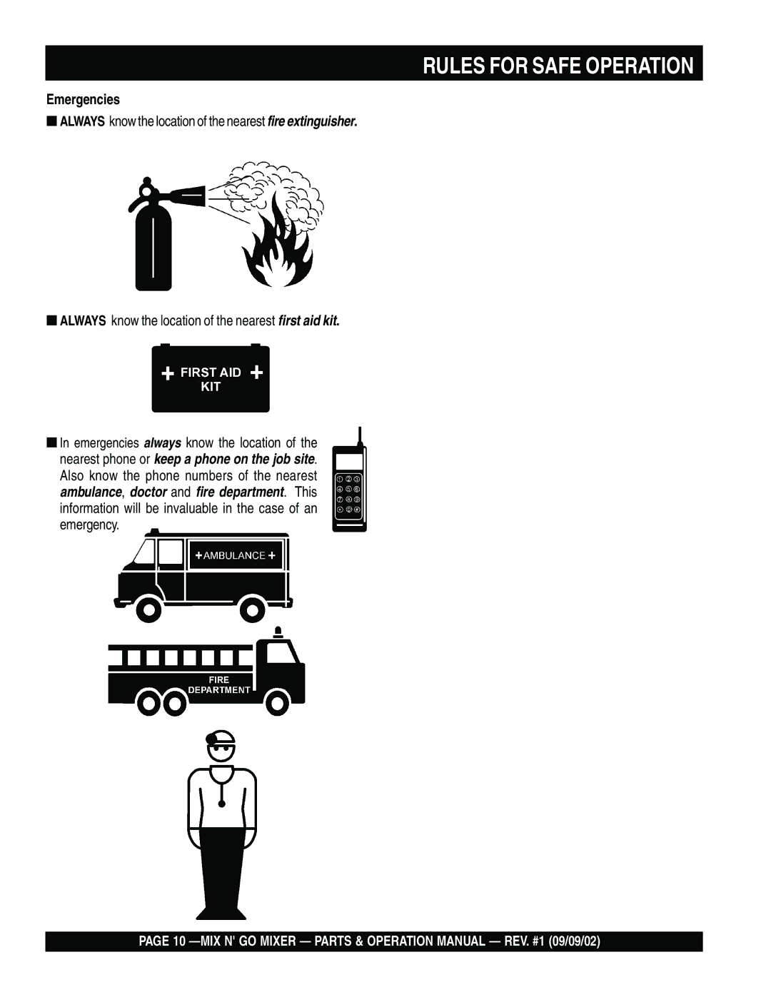 Multiquip MC3H, MC3SE operation manual Emergencies 