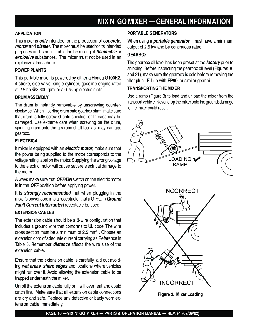 Multiquip MC3H, MC3SE operation manual MIX N GO Mixer General Information 