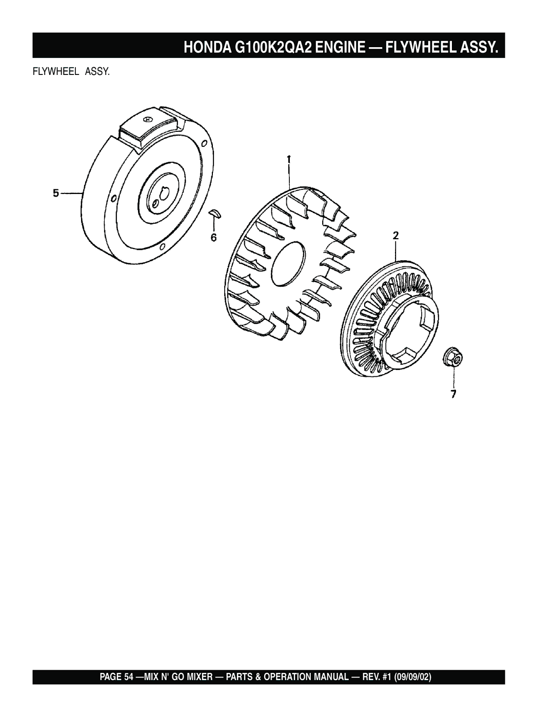 Multiquip MC3H, MC3SE operation manual Honda G100K2QA2 Engine Flywheel Assy 