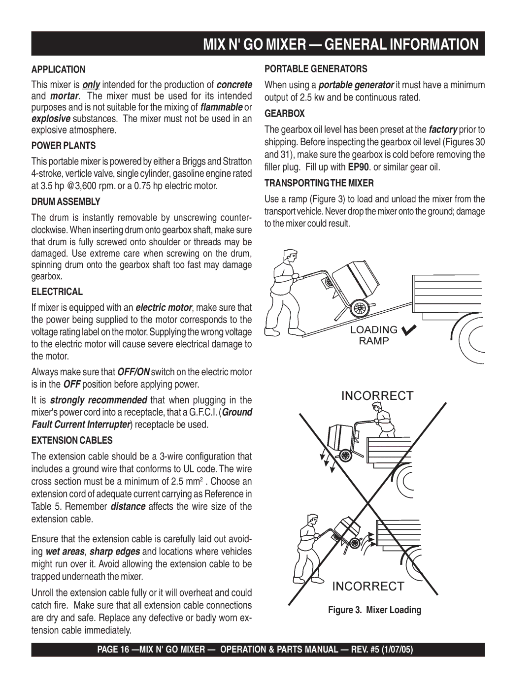 Multiquip MC3SE, MC3S (B&S), MC3PE, MC3P (B&S) manual MIX N GO Mixer General Information 