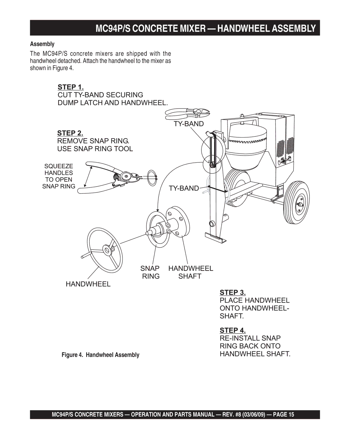 Multiquip MC94S manual MC94P/S Concrete Mixer Handwheel Assembly 