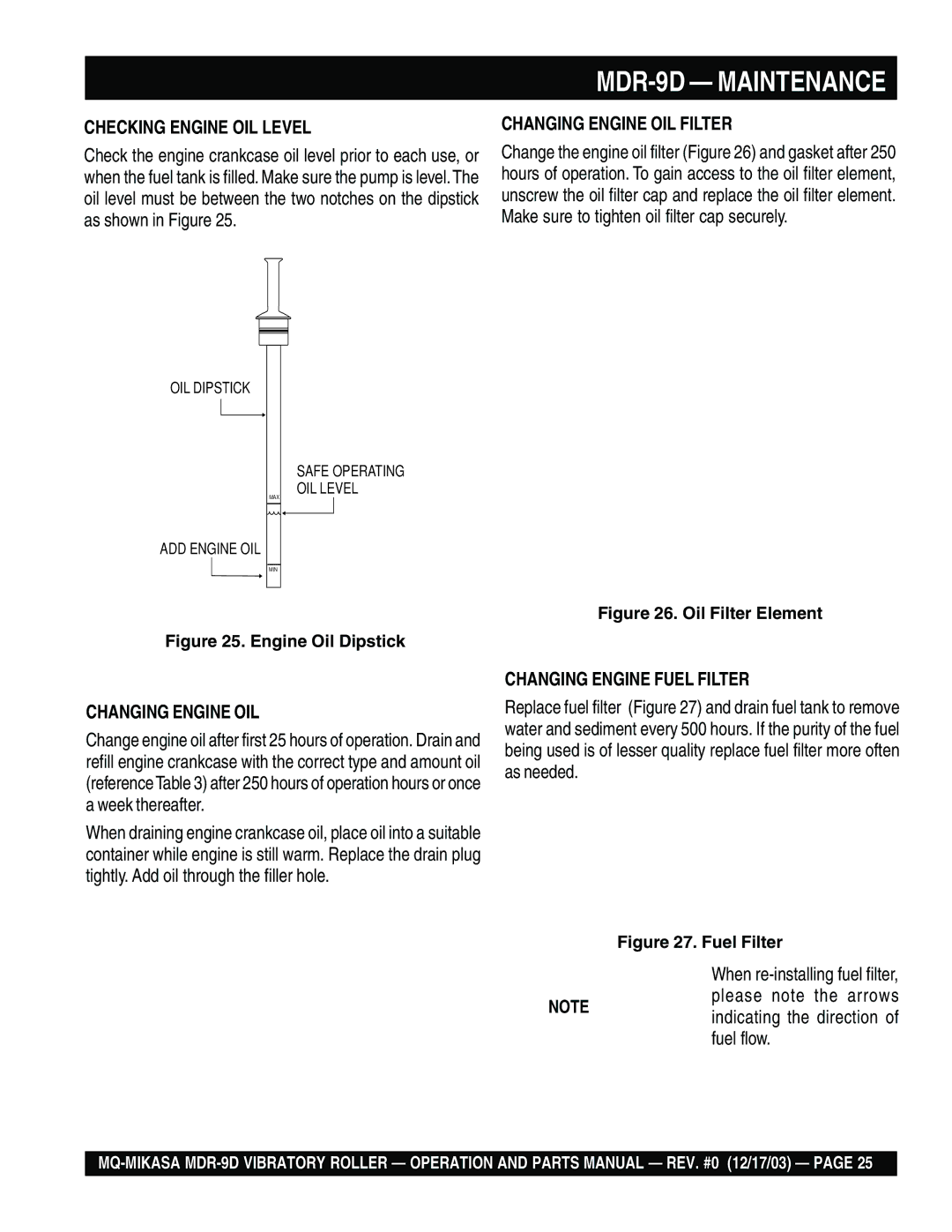 Multiquip manual MDR-9D Maintenance 