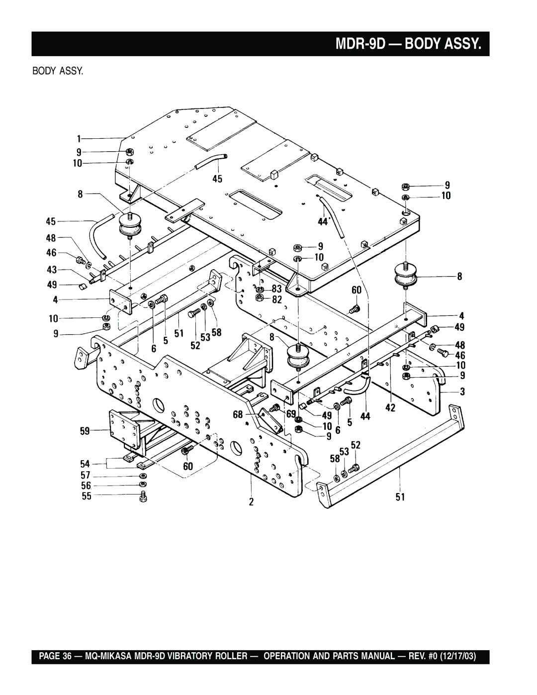 Multiquip manual MDR-9D Body Assy 