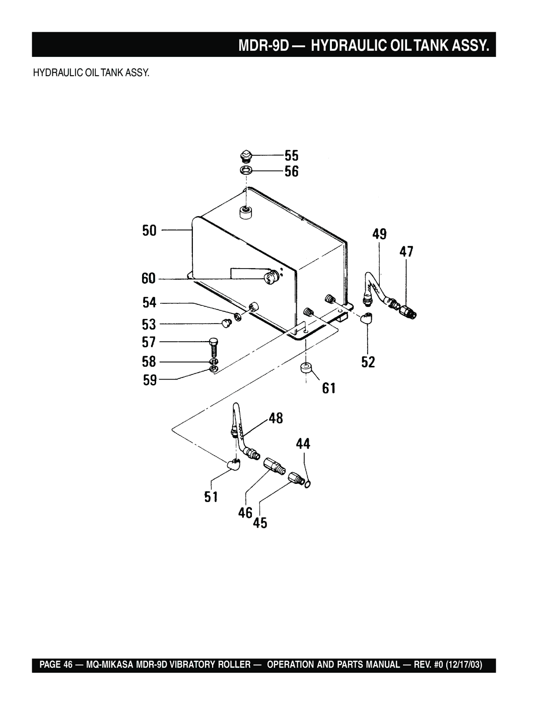 Multiquip manual MDR-9D Hydraulic Oiltank Assy 