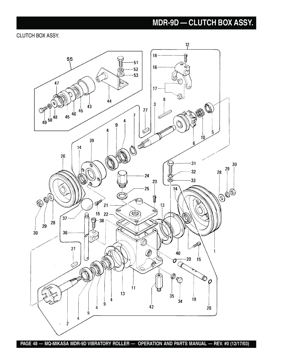 Multiquip manual MDR-9D Clutch BOX Assy 