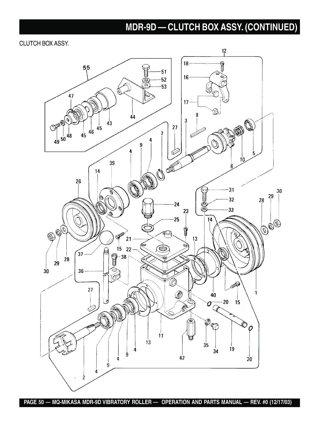 Multiquip manual MDR-9D Clutch BOX Assy 