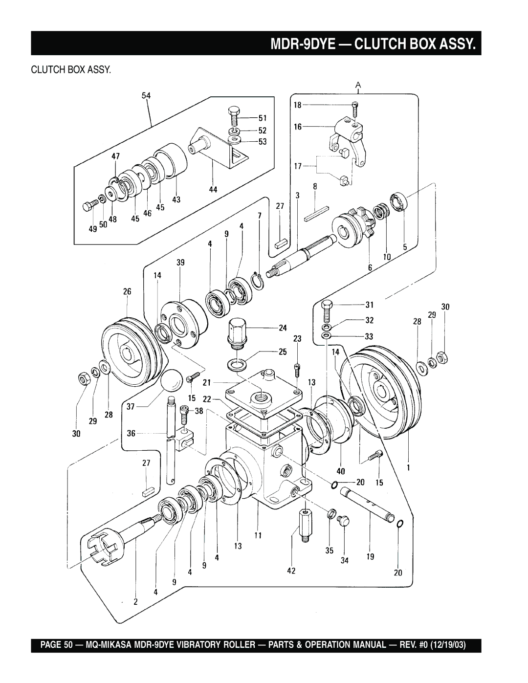 Multiquip manual MDR-9DYE Clutch BOX Assy 