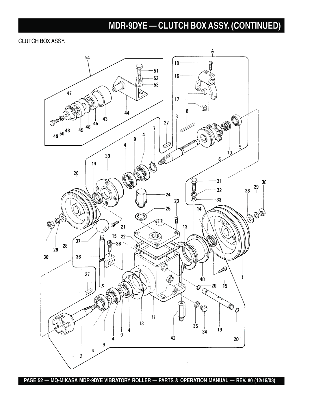 Multiquip manual MDR-9DYE Clutch BOX Assy 