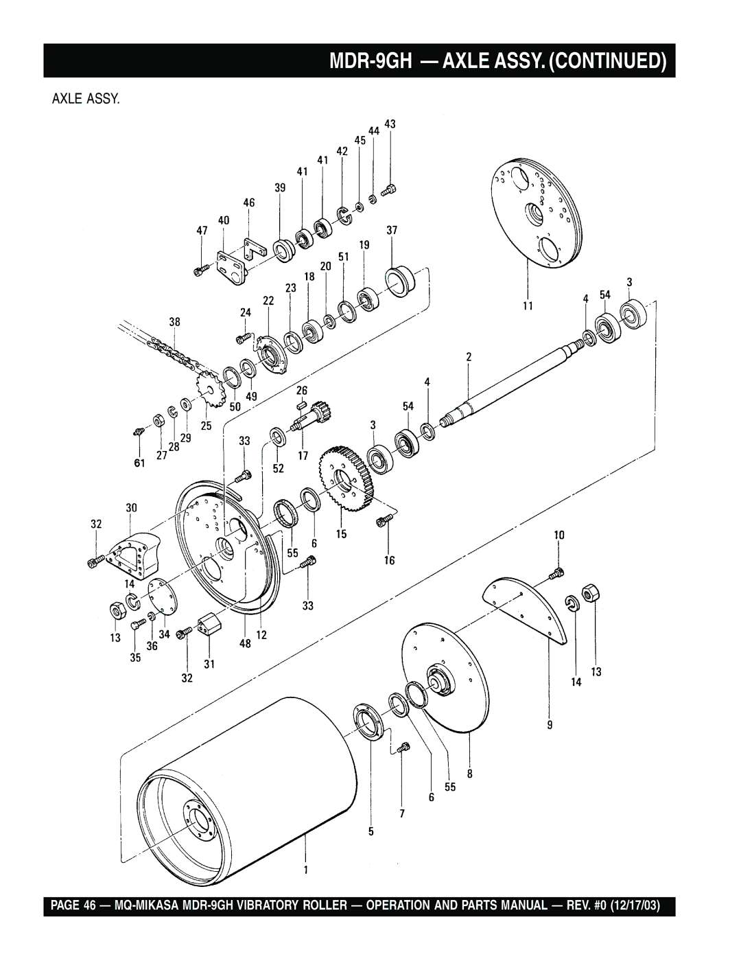 Multiquip manual MDR-9GH Axle Assy 