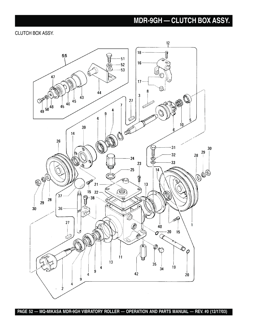 Multiquip manual MDR-9GH Clutch BOX Assy 