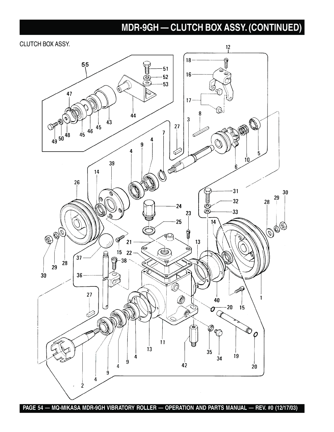 Multiquip manual MDR-9GH Clutch BOX Assy 