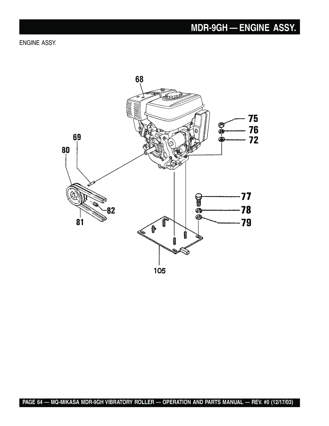 Multiquip manual MDR-9GH Engine Assy 