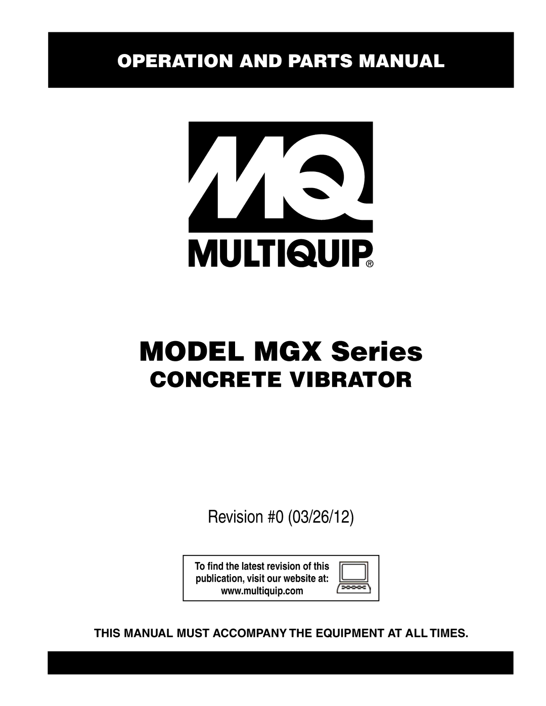 Multiquip manual Model MGX Series 