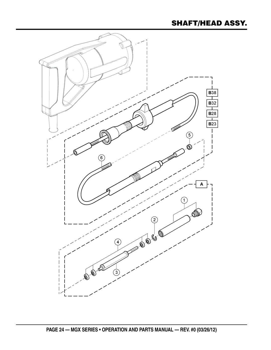 Multiquip MGX manual Shaft/Head assy 