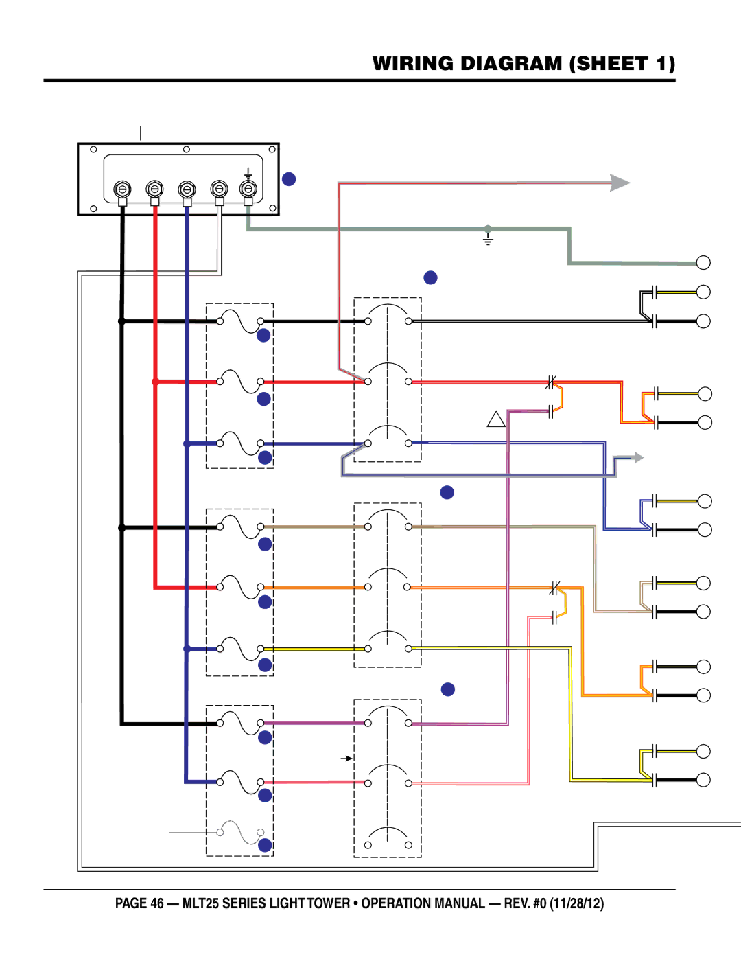 Multiquip MLT25 operation manual Wiring diagram sheet, L3 NEU. GND 