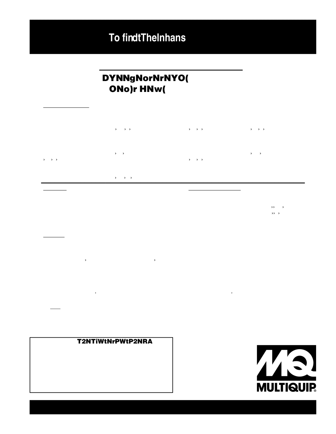 Multiquip MLT25 operation manual HERE’S HOW to GET Help 