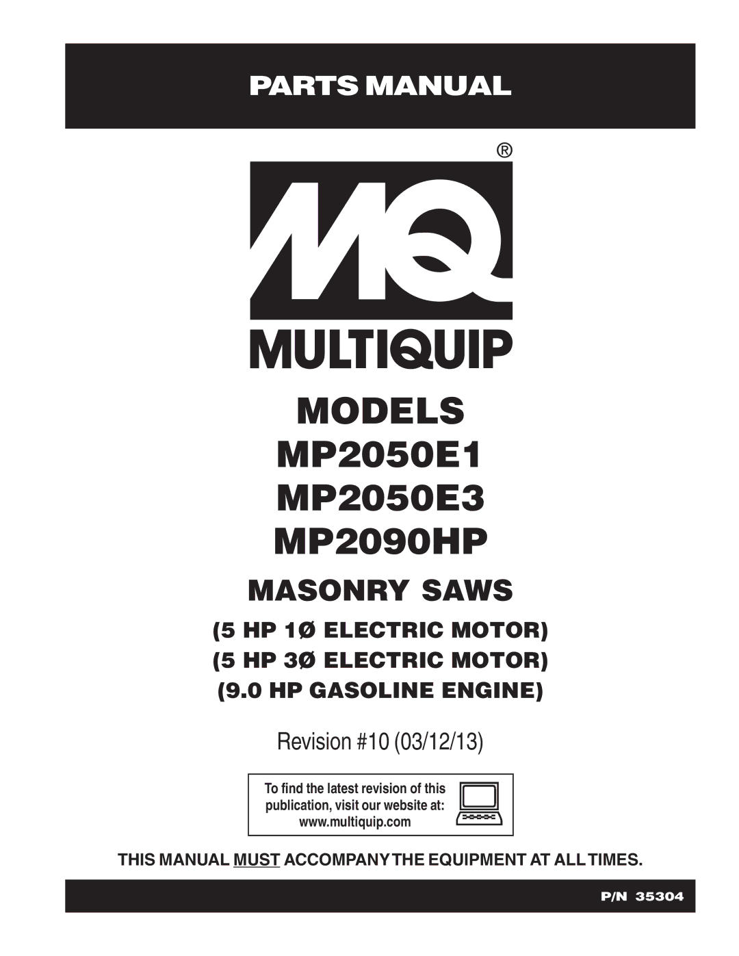 Multiquip MP2050E3, MP2050E1, MP2090HP manual Models 