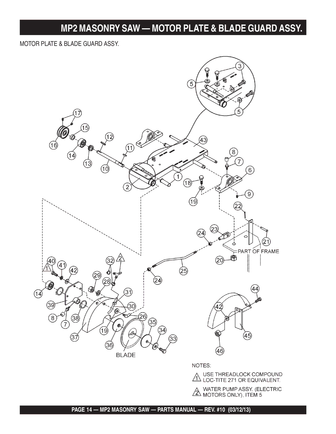 Multiquip MP2090HP, MP2050E1, MP2050E3 manual Motor Plate & Blade Guard Assy 