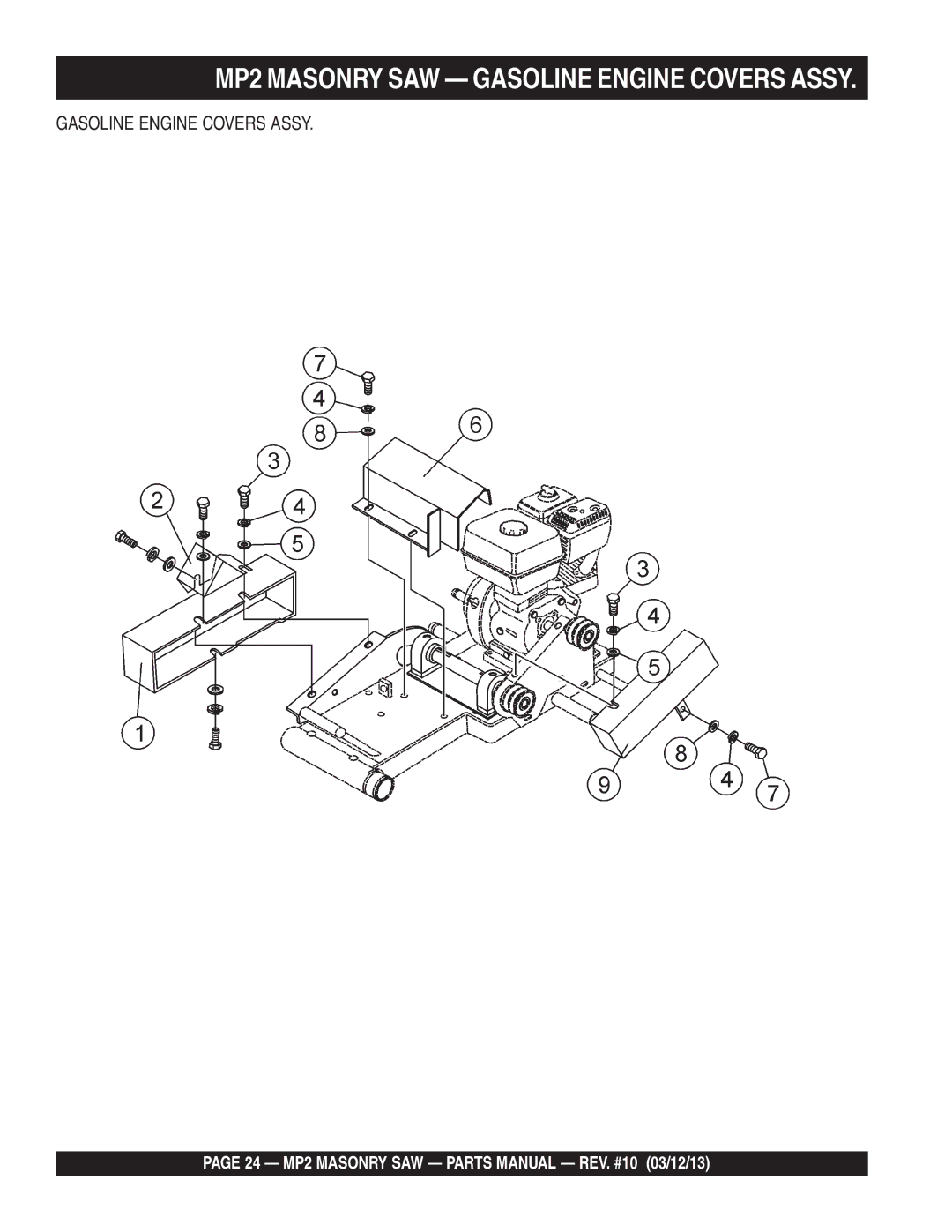 Multiquip MP2050E1, MP2050E3, MP2090HP manual Gasoline Engine Covers Assy 