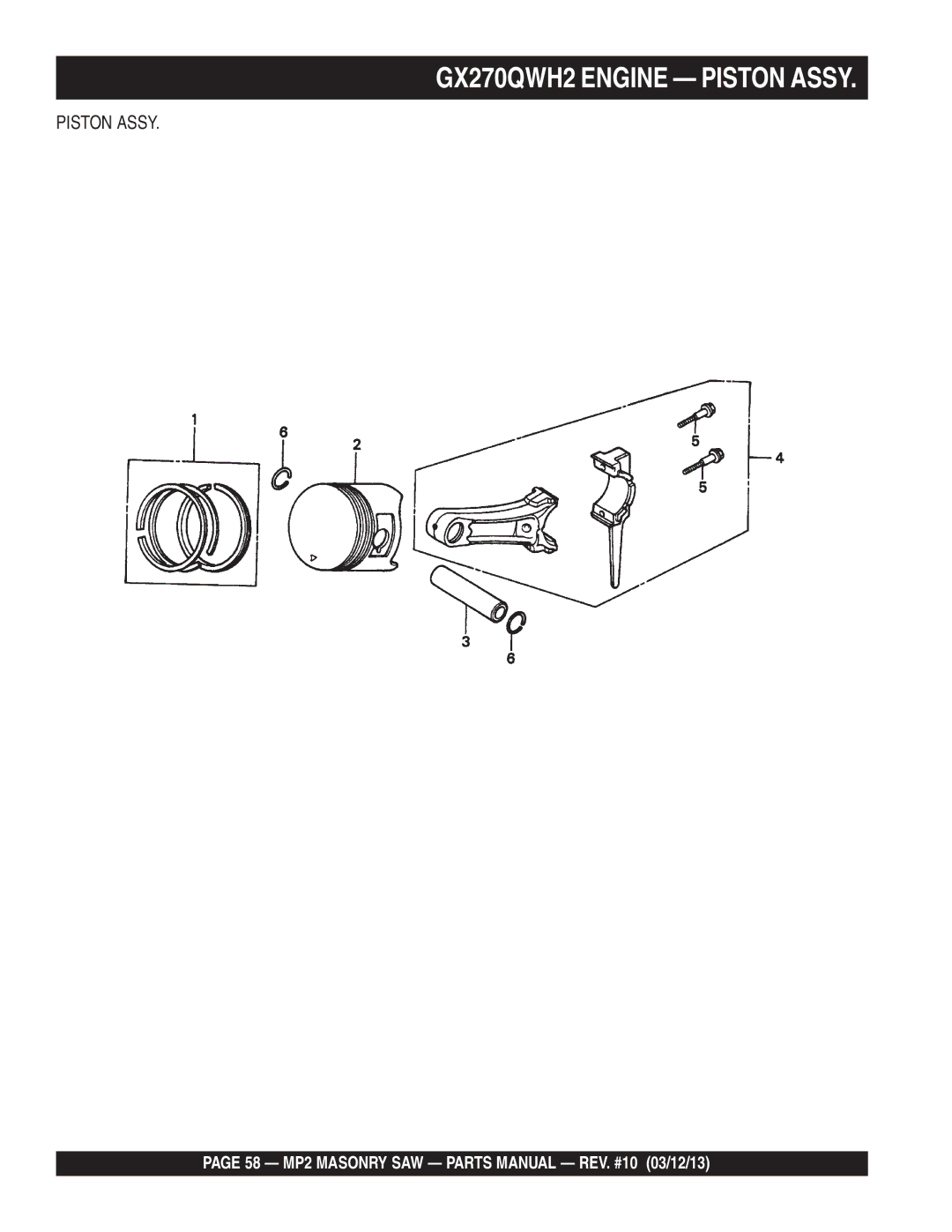 Multiquip MP2050E3, MP2050E1, MP2090HP manual Piston Assy 