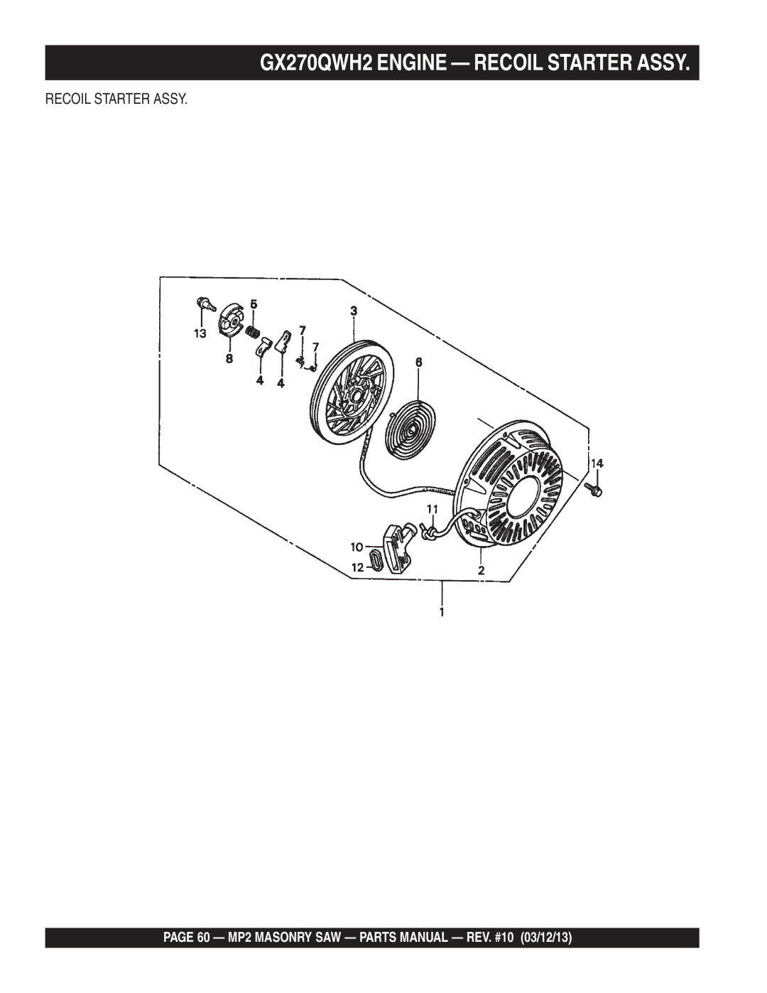 Multiquip MP2050E1, MP2050E3, MP2090HP manual Recoil Starter Assy 