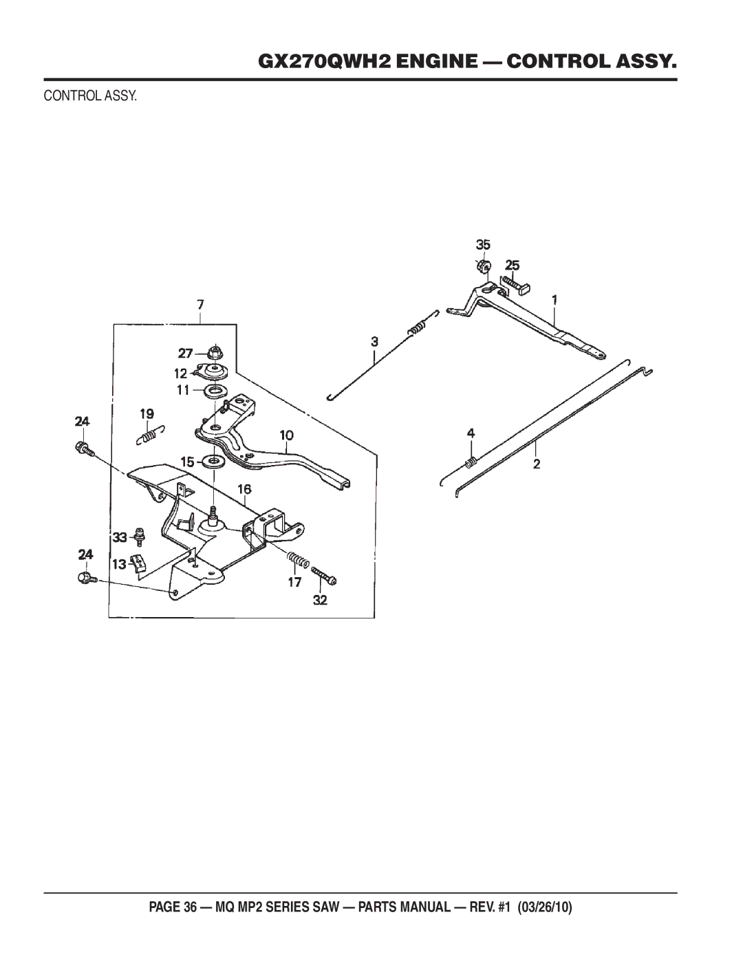 Multiquip MP2H manual GX270QWH2 Engine Control Assy 