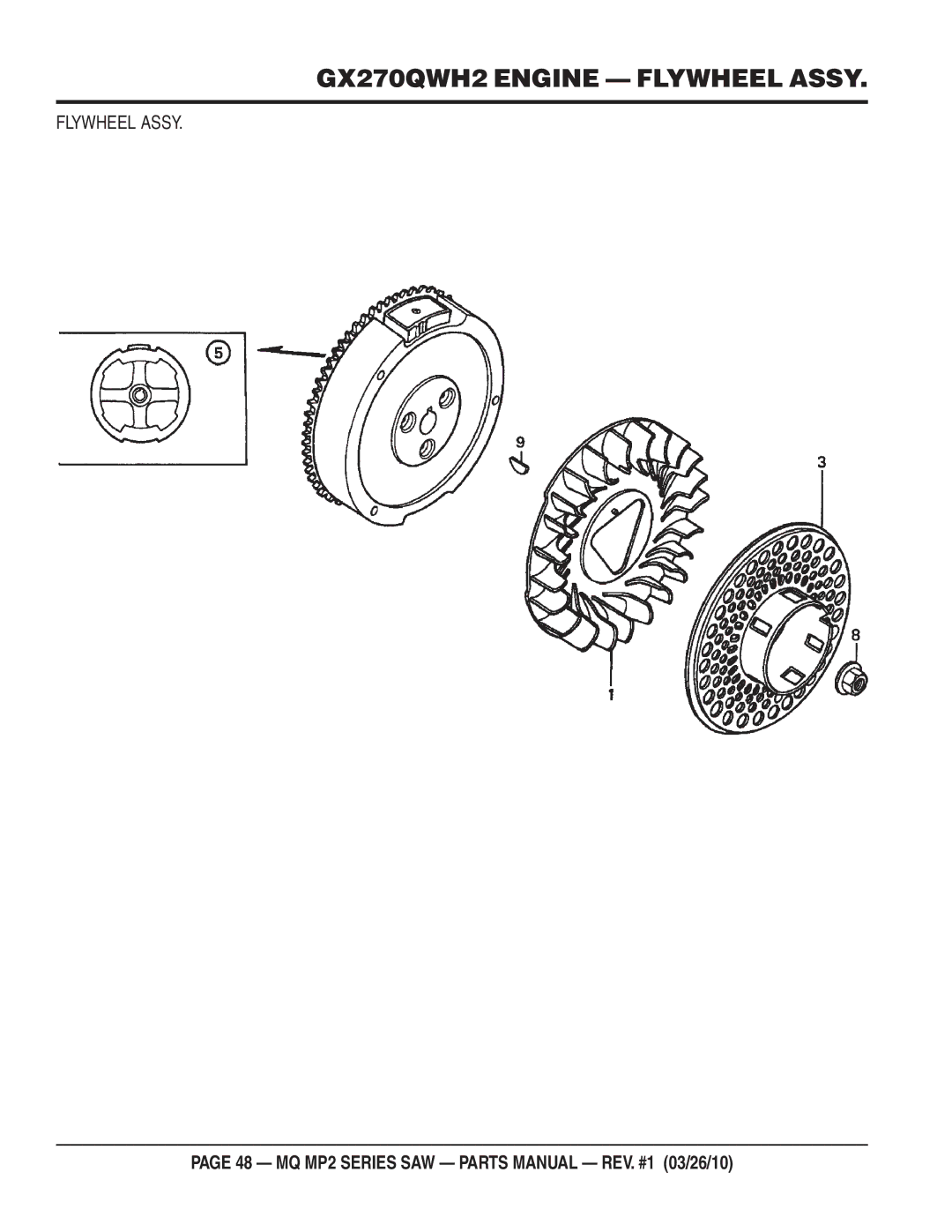 Multiquip MP2H manual GX270QWH2 Engine Flywheel Assy 