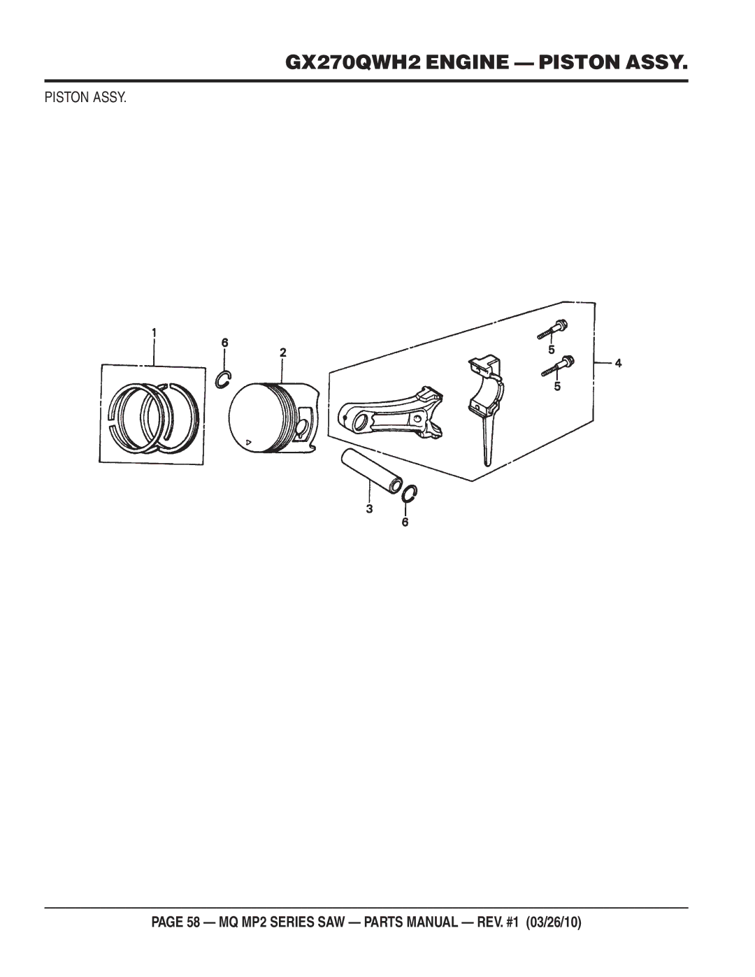 Multiquip MP2H manual GX270QWH2 Engine Piston Assy 