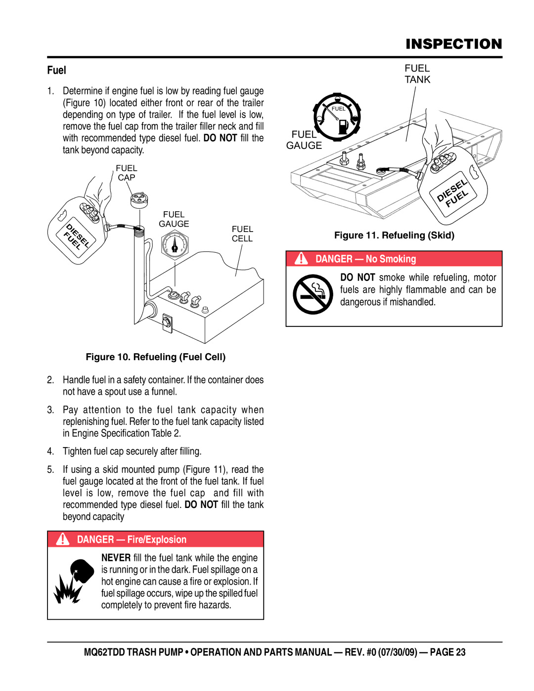 Multiquip MQ62TDD manual Fuel 