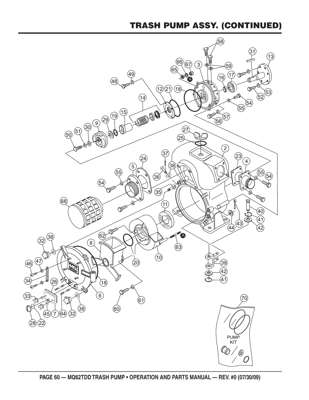 Multiquip MQ62TDD manual Trash Pump Assy 