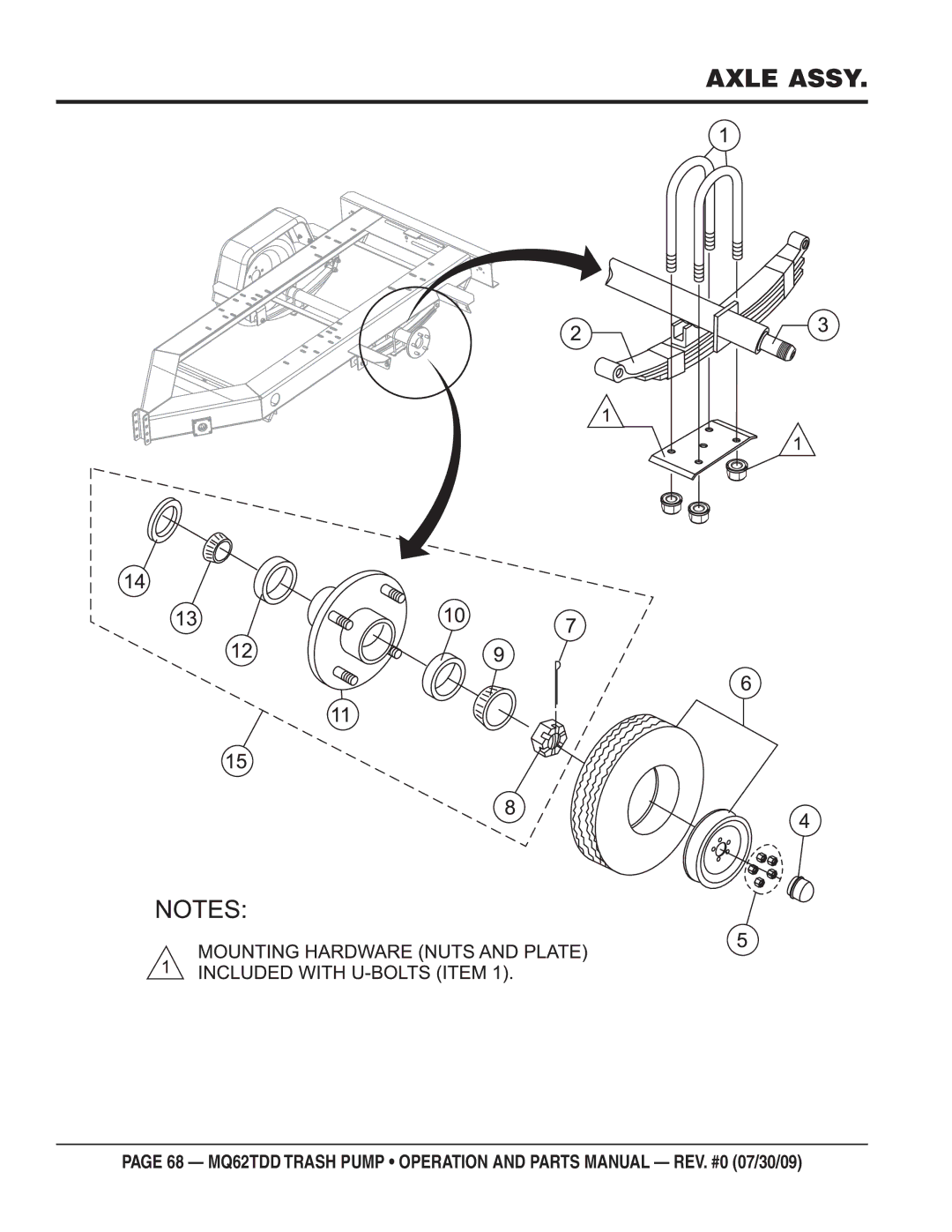 Multiquip MQ62TDD manual Axle Assy 