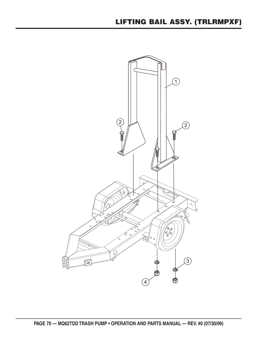 Multiquip MQ62TDD manual Lifting Bail ASSY. Trlrmpxf 