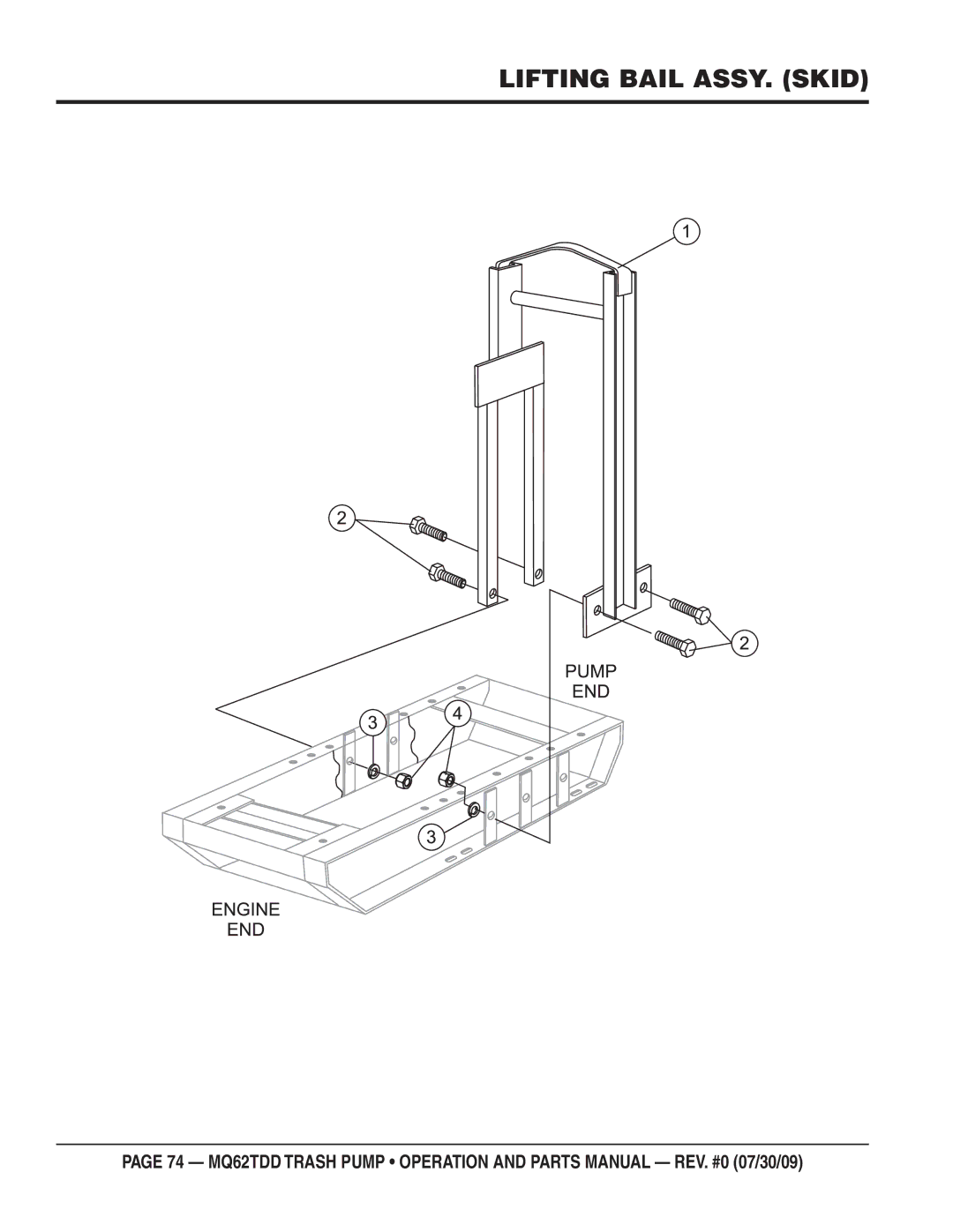 Multiquip MQ62TDD manual Lifting Bail ASSY. Skid 