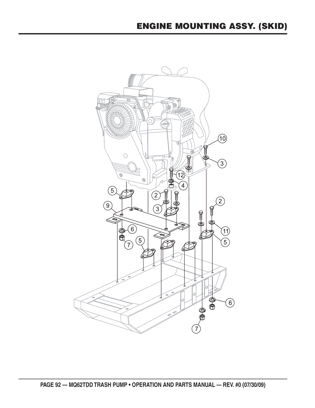 Multiquip MQ62TDD manual Engine Mounting ASSY. Skid 