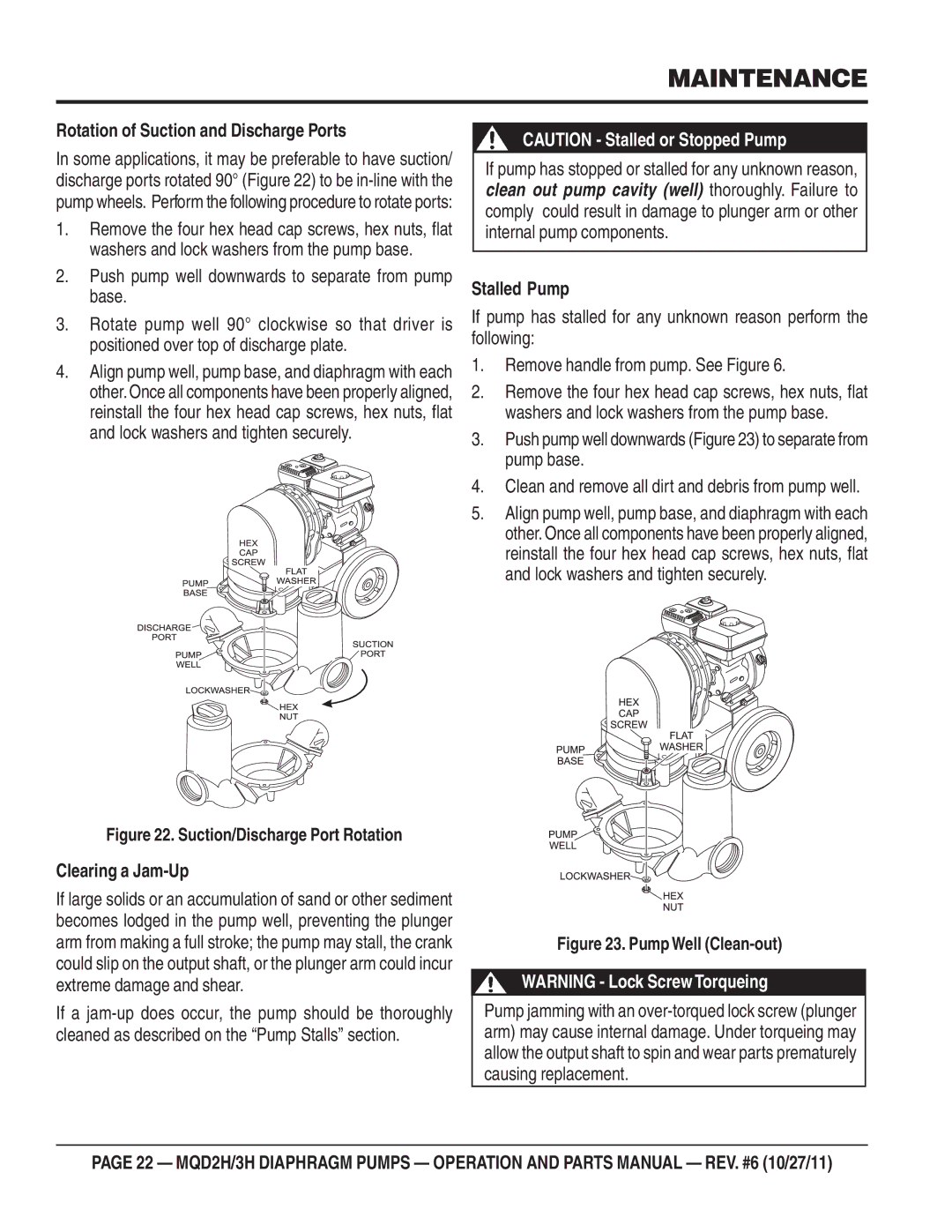 Multiquip MQD2H manual Rotation of Suction and Discharge Ports 