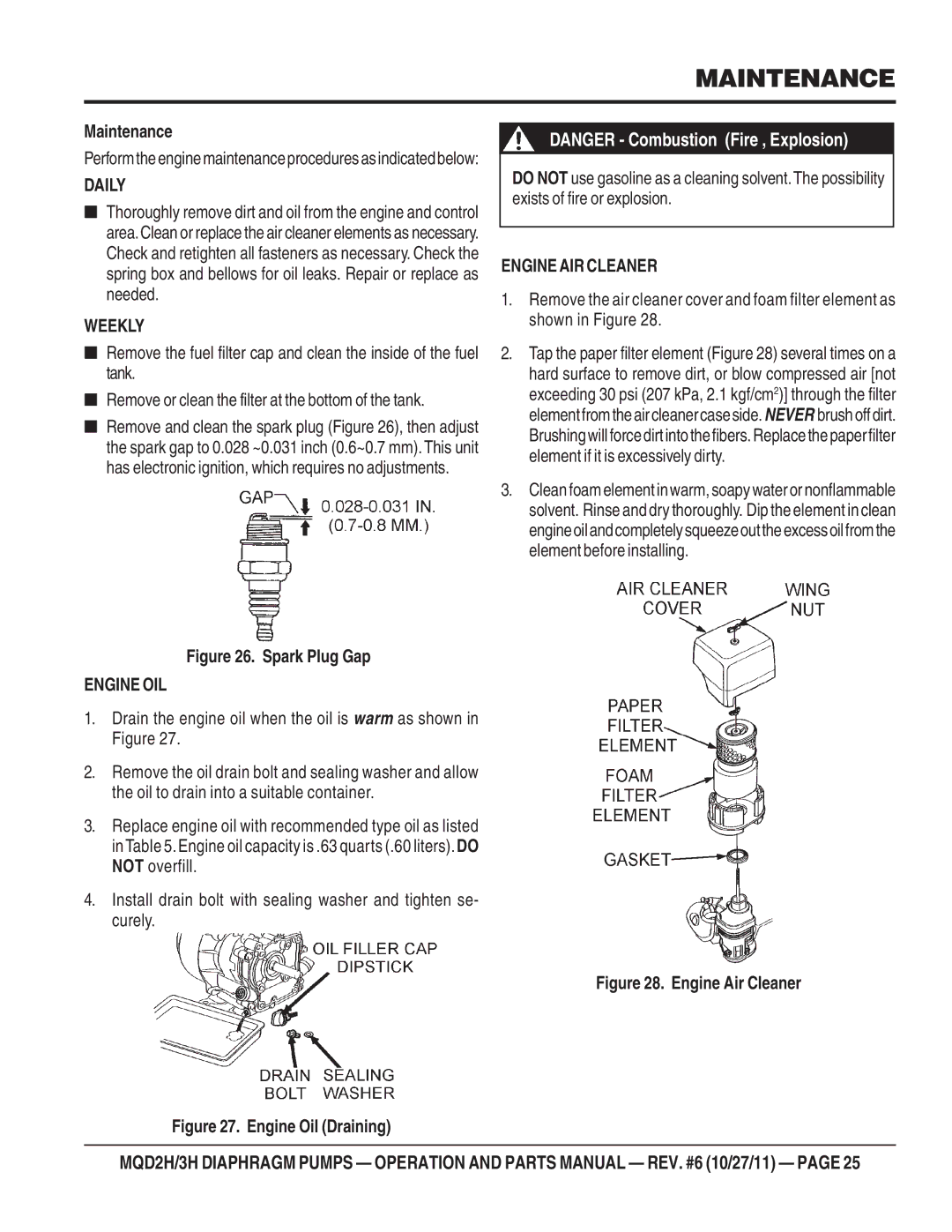 Multiquip MQD2H manual Daily 