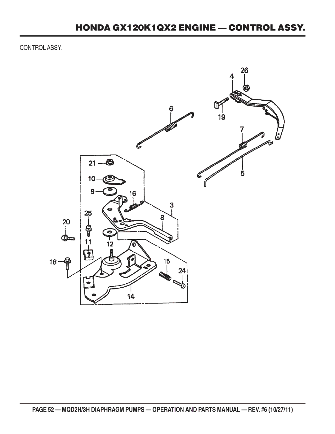 Multiquip MQD2H manual Honda GX120K1QX2 Engine Control Assy 