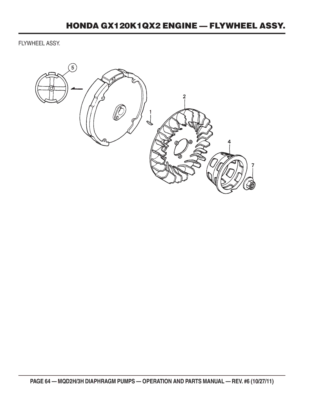 Multiquip MQD2H manual Honda GX120K1QX2 Engine Flywheel Assy 