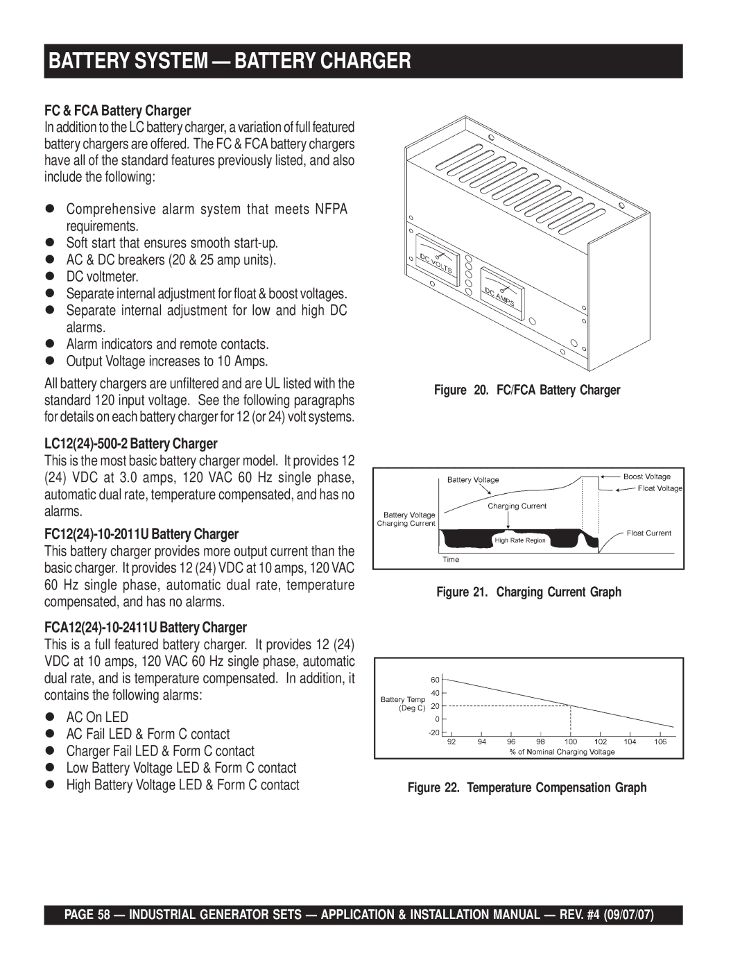 Multiquip MQP45GM, MQP20IZ, MQP40IZ Battery System Battery Charger, FC & FCA Battery Charger, LC1224-500-2 Battery Charger 