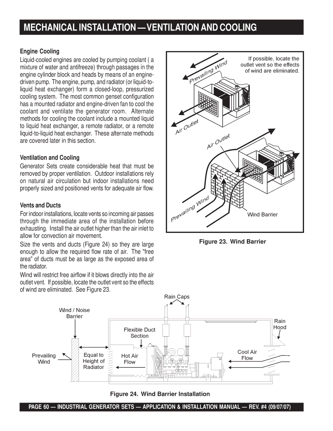 Multiquip MQP50IZ, MQP20IZ Mechanical Installation -VENTILATION and Cooling, Engine Cooling, Ventilation and Cooling 