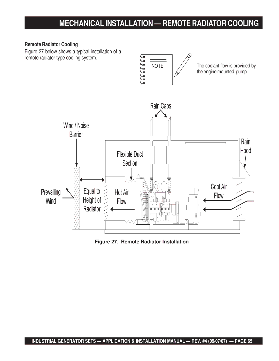 Multiquip MQP40IZ, MQP20IZ, MQP45GM, MQP60IV, MQP50IZ, MQP30GM, MQP30DZ, MQP60GM Mechanical Installation Remote Radiator Cooling 